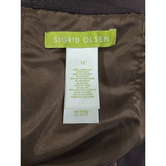 Vtg Academia Brown A Line Paneled Skirt Womens 12 Tan Trim Modest Sigrid Olsen - Picture 6 of 8